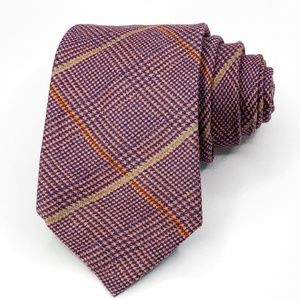 Marchesi Di Como Tie Blue Plaid Pattern Wool Blend